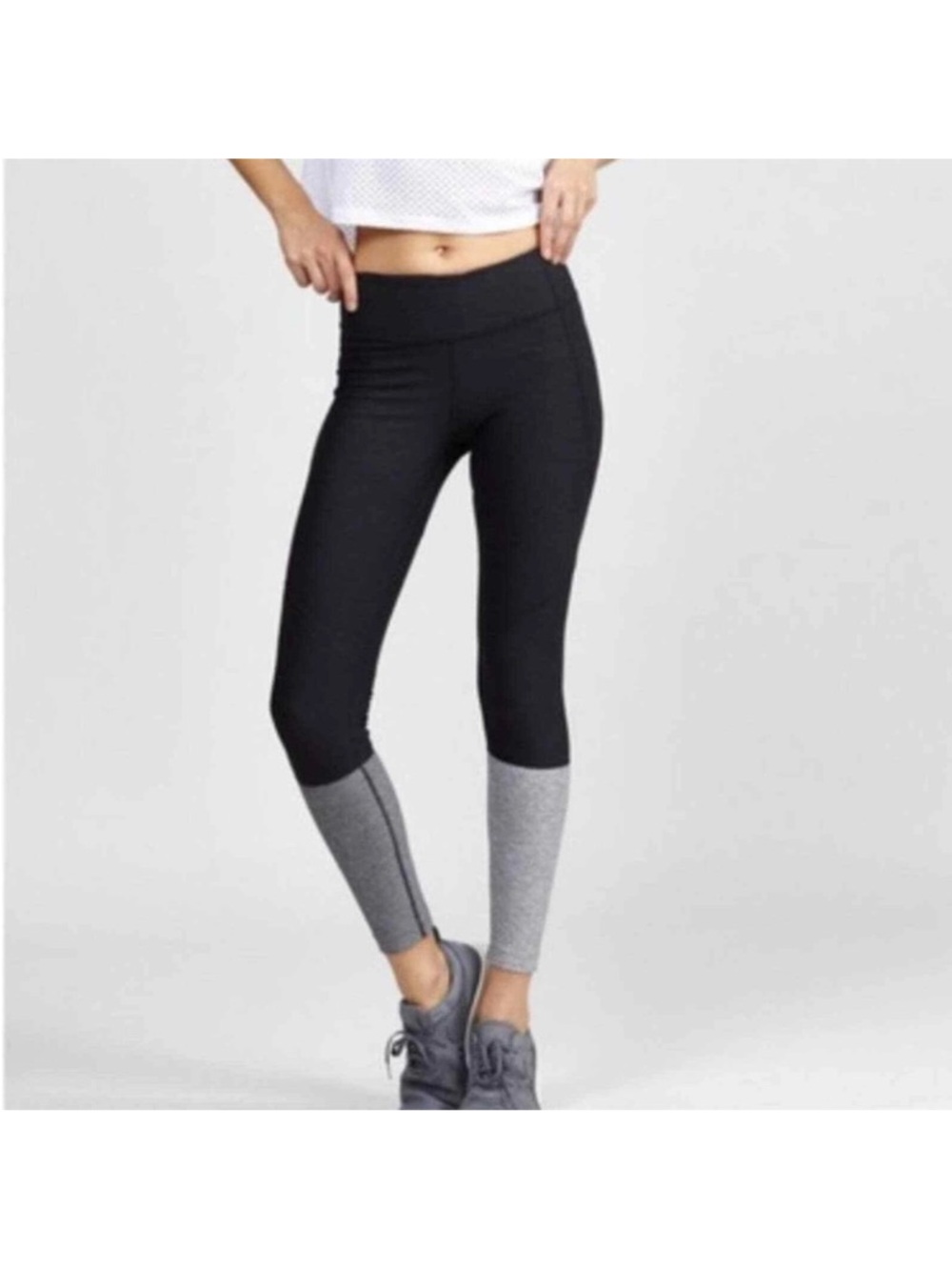 Outdoor Voices Dipped Dark Gray Colorblock Activewear Leggings